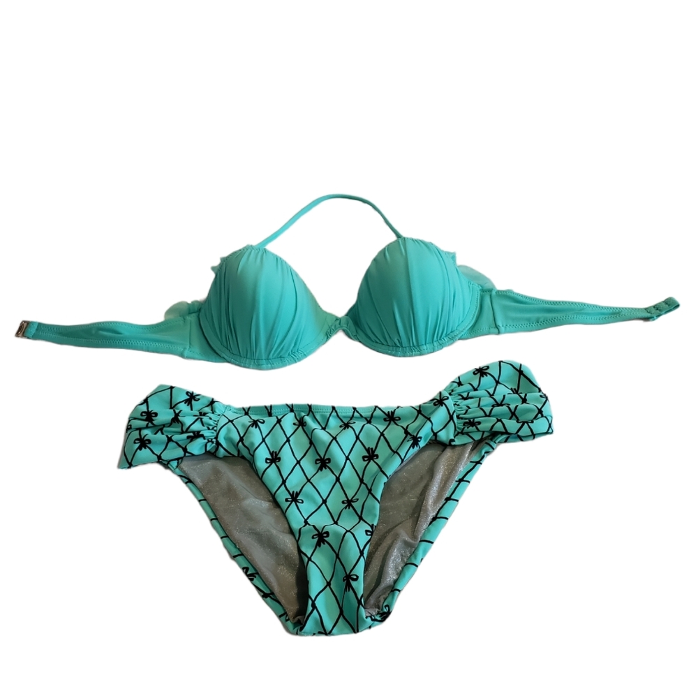 Betsey Johnson Bikini Size M Green